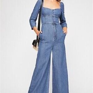 Free People Indigo Denim Jumpsuit